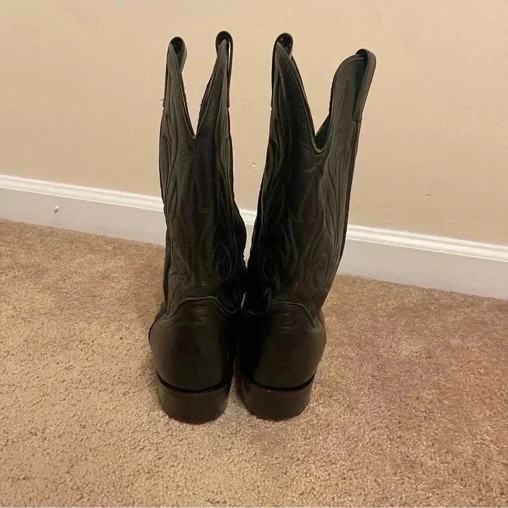 Laredo Western Boots Mens Hawk Stitched Snip Toe 11 1/2 Black 7020 - Picture 11 of 16